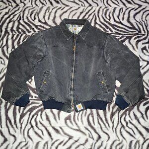 Carhartt JS1005 Santa Fe zip-up bomber jacket aztec lined size mens XL black VTG
